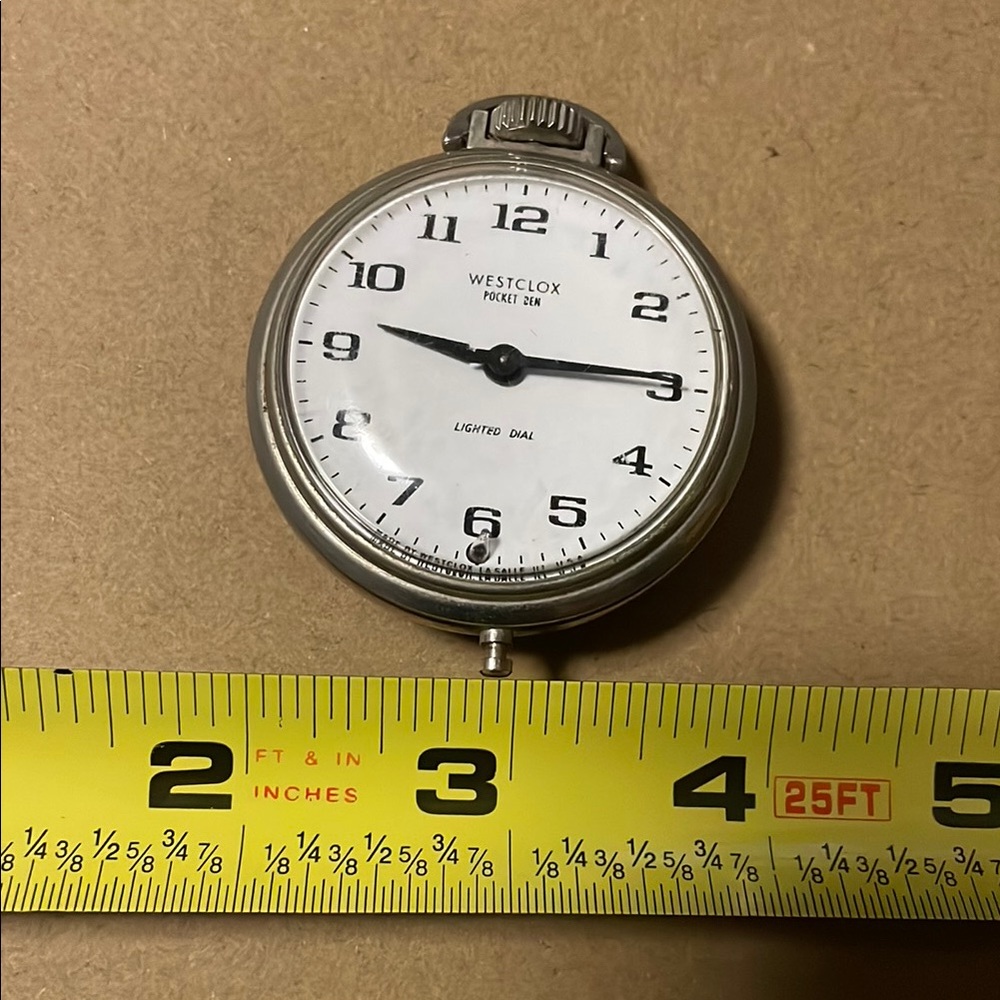 Westclox Pocket Watch with White Lighted Dial (NOT WORKING)
